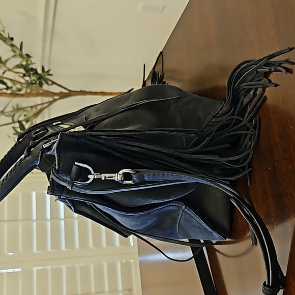 Rebecca Minkoff Gray Soft Suede Fringe Handbag w/ Crossbody Shoulder Strap - Picture 3 of 16